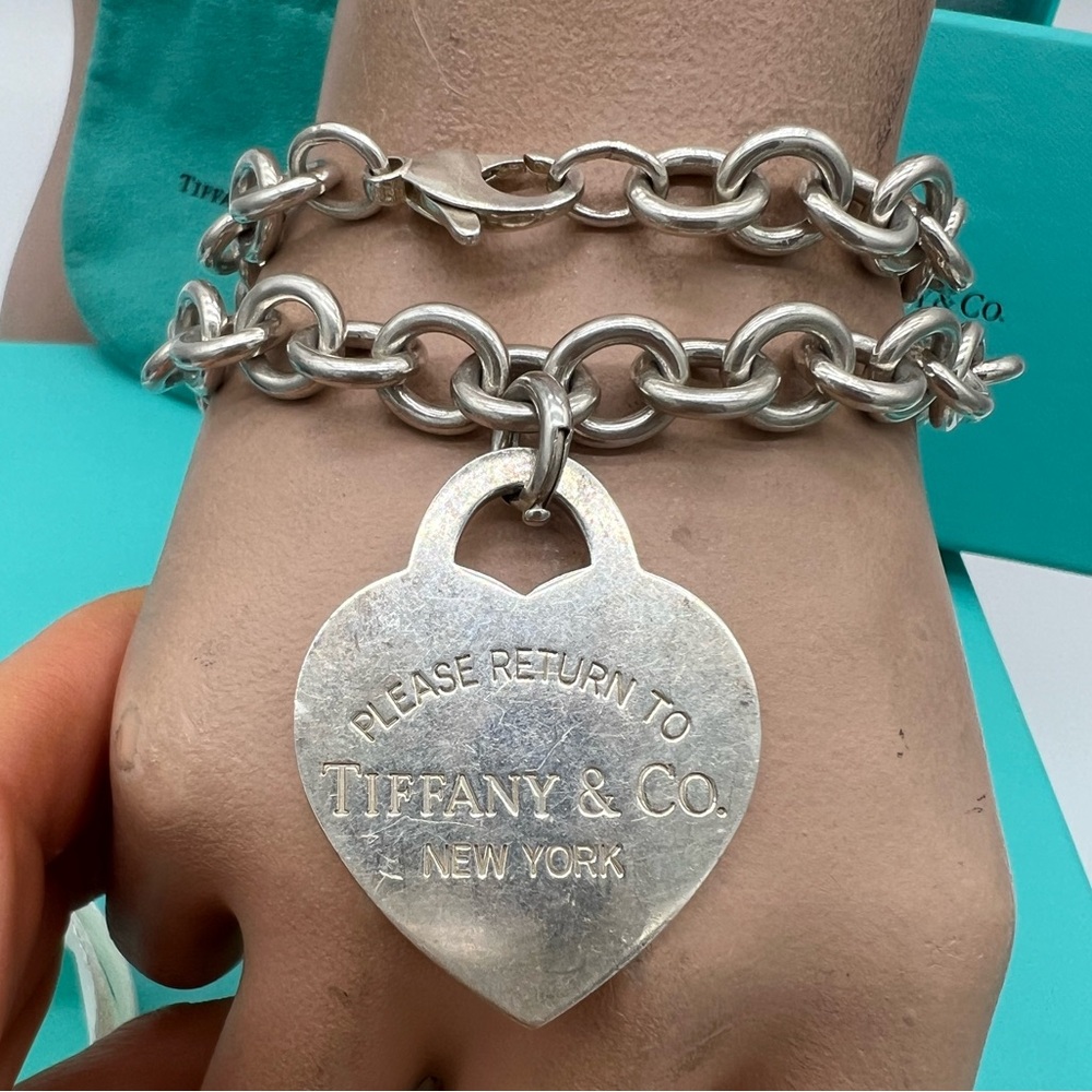 🔴Authentic EXTRA LAEGE TIFFANY & CO Vintage RTT Heart Pendent Link Necklace 🔴 - Picture 2 of 14